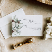 Evergreen elegante Winter Hochzeit RSVP Karte