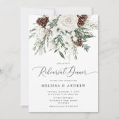 Evergreen elegante Winter Probe Dinner Foto Einladung (Vorderseite)