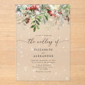 Evergreen elegante Winterhochzeit Acryleinladungen (Vorderseite)