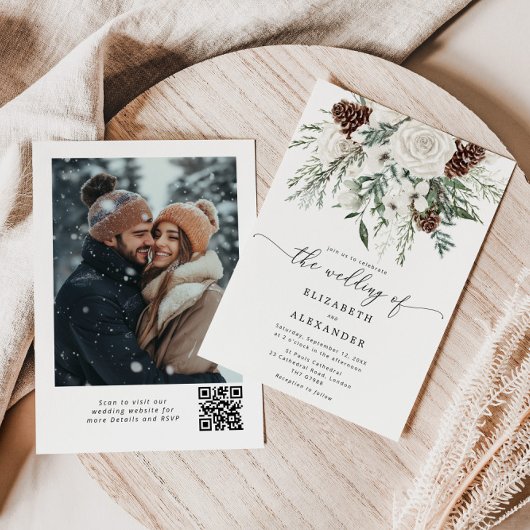 Evergreen elegante Winterhochzeit Einladung