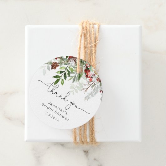 Evergreen elegantes Brautparty vielen Dank Geschenkanhänger (Beispiel)