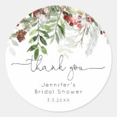 Evergreen elegantes Brautparty vielen Dank Runder Aufkleber (Vorderseite)