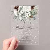 Evergreen elegantes Schnee-Brautparty Acryleinladungen (Insitu (Handheld))