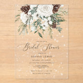 Evergreen elegantes Schnee-Brautparty Acryleinladungen (Vorderseite)