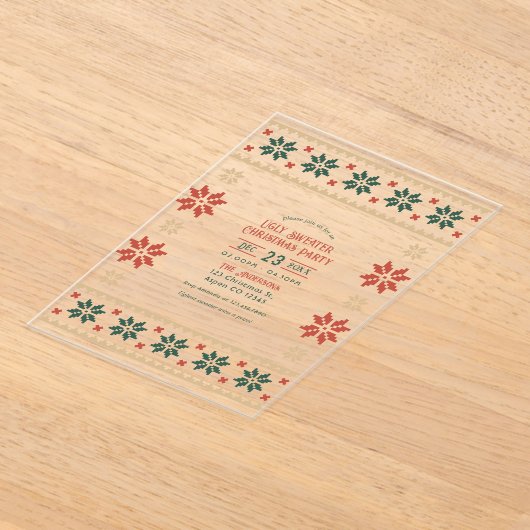 Evergreen Ember Ugly Sweater Christmas Party Acryleinladungen (Ablage )