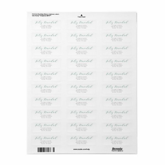 Evergreen Feliz Navidad Mail Return Address Label (Vorne)