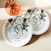 Evergreen festliche Winter elegante Hochzeit Pappteller