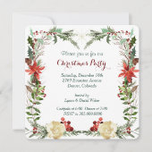 Evergreen floral Berry Frame Feiertag einladen Einladung (Vorderseite)