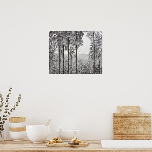Evergreen forest in winter poster (Küche)