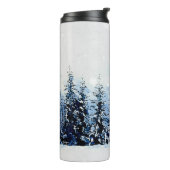 Evergreen Forest mit Schneeweg-Thermal-Tumbler Thermosbecher (Nach links gedreht)