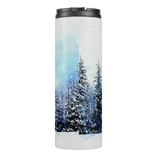 Evergreen Forest mit Schneeweg-Thermal-Tumbler Thermosbecher (Rückseite)