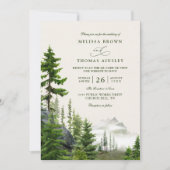 Evergreen Forest Rustic Mountain QR Code Wedding Einladung (Vorderseite)