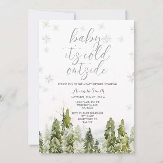 Evergreen Forest Trees Kinderdusche Einladung (Vorderseite)