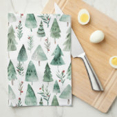 Evergreen Forest Watercolor Kitchen Towel Geschirrtuch (Viertel Falte)