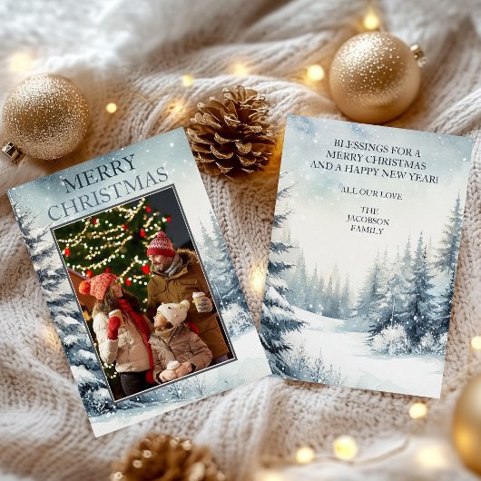 Evergreen Foto Weihnachtskarte Einladung