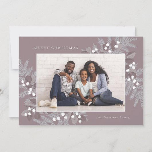Evergreen Frame Foto Holiday Card (Vorderseite)