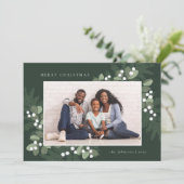 Evergreen Frame Foto Holiday Card (Stehend Vorderseite)