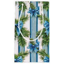EVERGREEN GARLAND BLUE HOLIDAYS BOWS & STRIPES KLEINE GESCHENKTÜTE