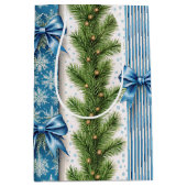 EVERGREEN GARLAND BLUE HOLIDAYS BOWS & STRIPES MITTLERE GESCHENKTÜTE (Vorderseite)