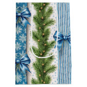 EVERGREEN GARLAND BLUE HOLIDAYS BOWS & STRIPES MITTLERE GESCHENKTÜTE (Rückseite)