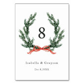 Evergreen Garland Wreath Wedding Tischnummer (Vorderseite)