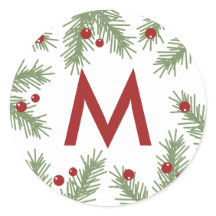 Evergreen Greetings - Mit Monogramm Sticker