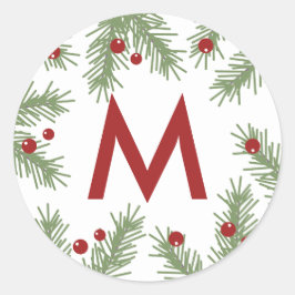 Evergreen Greetings - Mit Monogramm Sticker