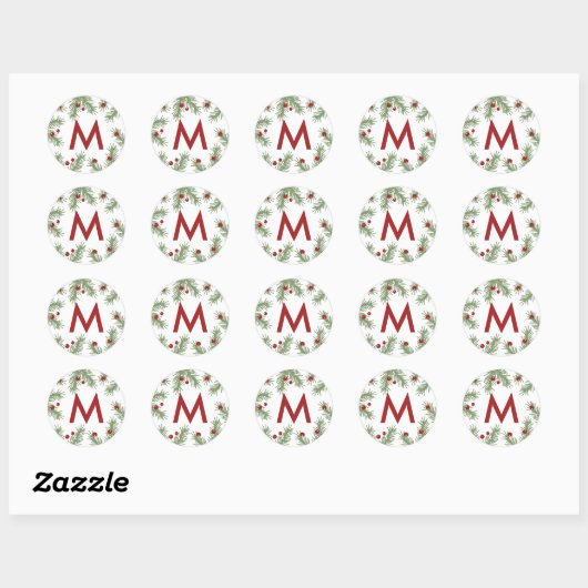 Evergreen Greetings - Mit Monogramm Sticker (Blatt)