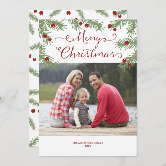 Evergreen Grüße - Weihnachtsfotokarte Feiertagskarte (Vorne/Hinten)