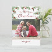 Evergreen Grüße - Weihnachtsfotokarte Feiertagskarte (Stehend Vorderseite)