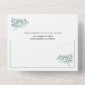 Evergreen heraldisches Wappen, Initialen Hochzeit All In One Einladung (Rückseite)