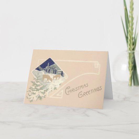 Evergreen Hirsch Church Snow Feiertagskarte (Vorderseite)