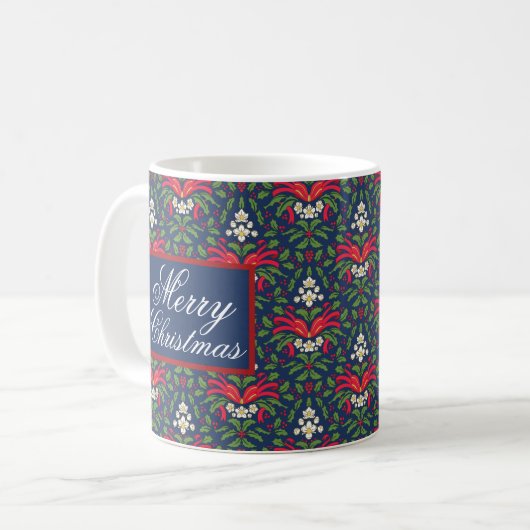 EVERGREEN HOLLY SCALET BERRIES MIT EINEM ROTEN BOW KAFFEETASSE (Vorderseite Links)