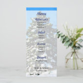 Evergreen im Winter Wedding Menu Menükarte (Stehend Vorderseite)