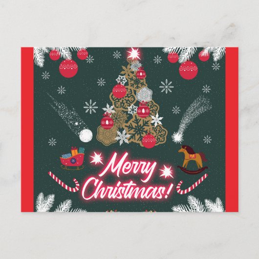 Evergreen Joy of Christmas Feiertagspostkarte (Vorderseite)