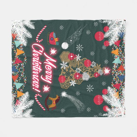 Evergreen Joy of Christmas Fleecedecke (Vorderseite (Horizontal))