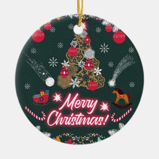 Evergreen Joy of Christmas Keramik Ornament (Vorne)