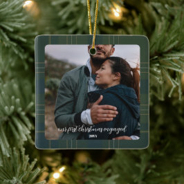 Evergreen Kariert Verlobung | Rustikaler Flannel T Keramikornament