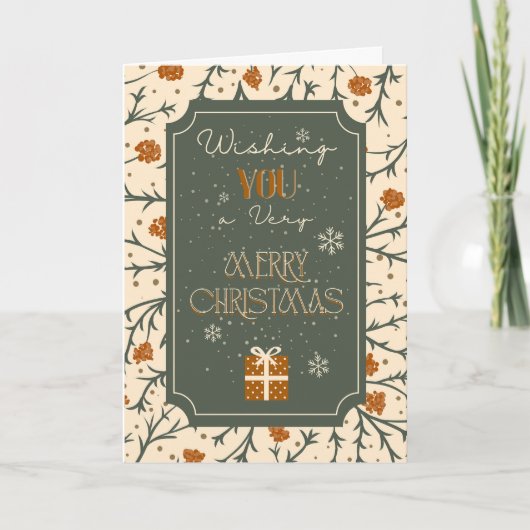 Evergreen Kisses Under the Mistletoe Christmas Karte (Vorderseite)