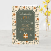 Evergreen Kisses Under the Mistletoe Christmas Karte (Gelbe Blume)