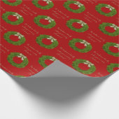 Evergreen Kranz mit Bow Custom Message Christmas Geschenkpapier (Ecke)