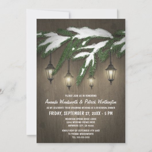Evergreen Lantern Probe Dinner Einladungen (Vorderseite)
