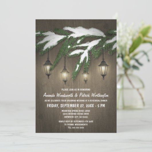 Evergreen Lantern Probe Dinner Einladungen (Stehend Vorderseite)