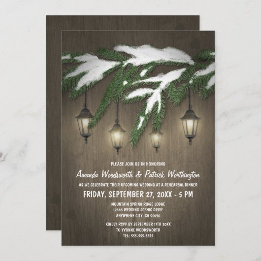 Evergreen Lantern Probe Dinner Einladungen (Vorne/Hinten)