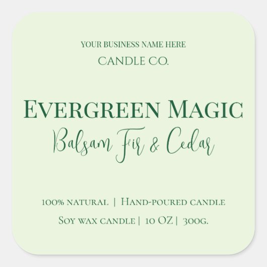 Evergreen Magic Christmas Candle Label | Custom Quadratischer Aufkleber (Vorderseite)