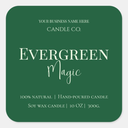Evergreen Magic Christmas Candle Label | Custom Quadratischer Aufkleber (Vorderseite)