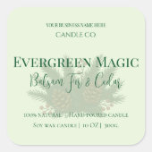 Evergreen Magic Christmas Candle Label | Custom Quadratischer Aufkleber (Vorderseite)