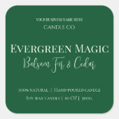 Evergreen Magic Christmas Candle Label | Custom Quadratischer Aufkleber (Vorderseite)
