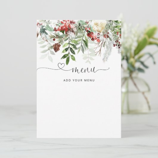 Evergreen-Menükarte Einladung (Stehend Vorderseite)