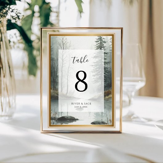 Evergreen Mist | Rustic Forest Table Card Number Tischnummer